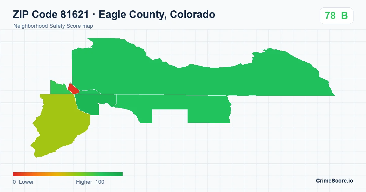 ZIP Code 81621 in Eagle County, Colorado neighborhood Safety Score map