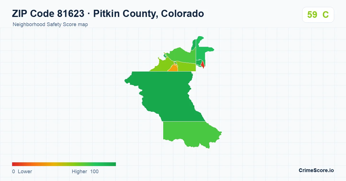 ZIP Code 81623 in Pitkin County, Colorado neighborhood Safety Score map