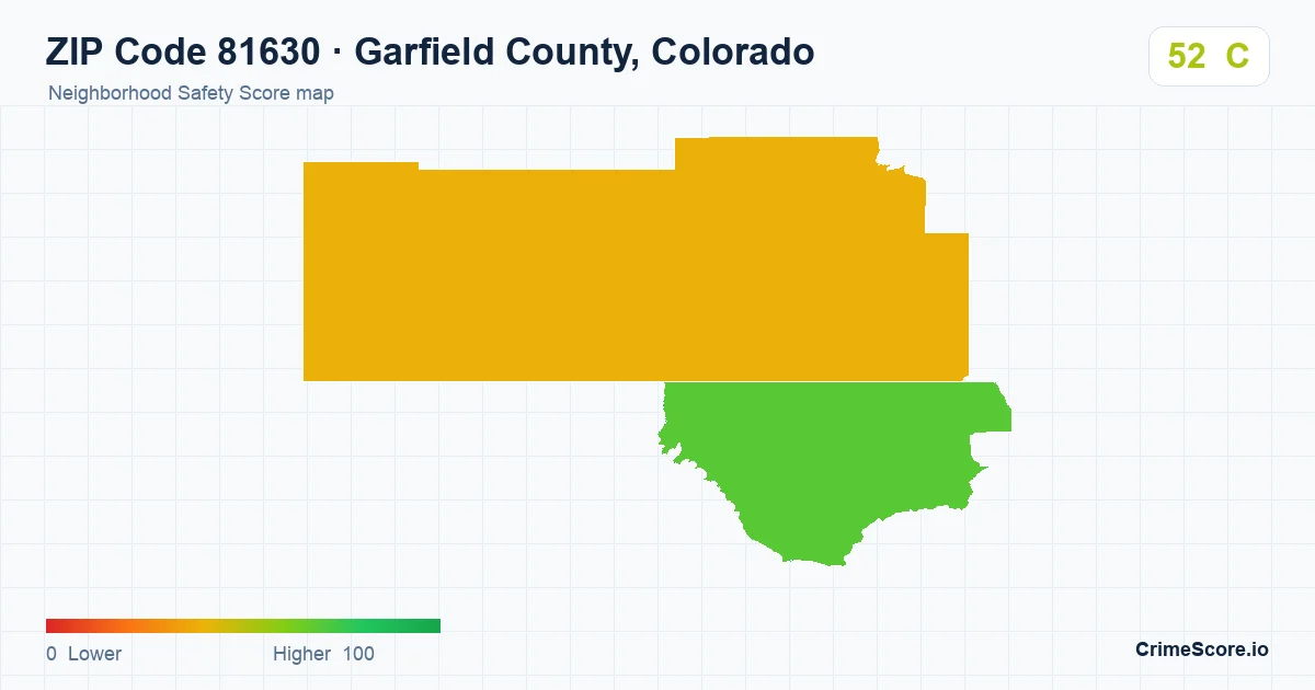 ZIP Code 81630 in Garfield County, Colorado neighborhood Safety Score map