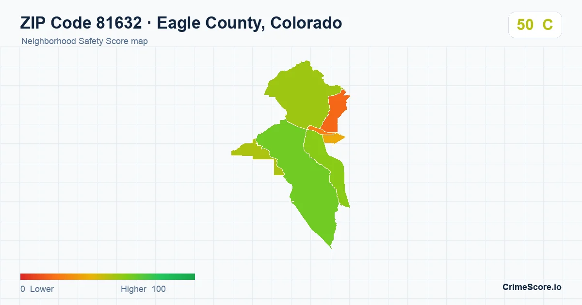 ZIP Code 81632 in Eagle County, Colorado neighborhood Safety Score map