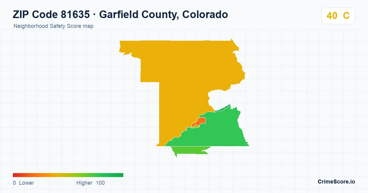 ZIP Code 81635 in Garfield County, Colorado neighborhood Safety Score map
