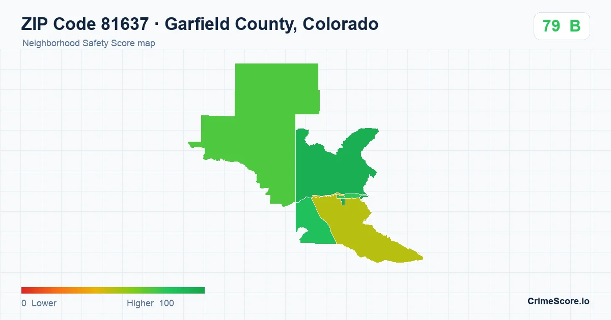 ZIP Code 81637 in Garfield County, Colorado neighborhood Safety Score map