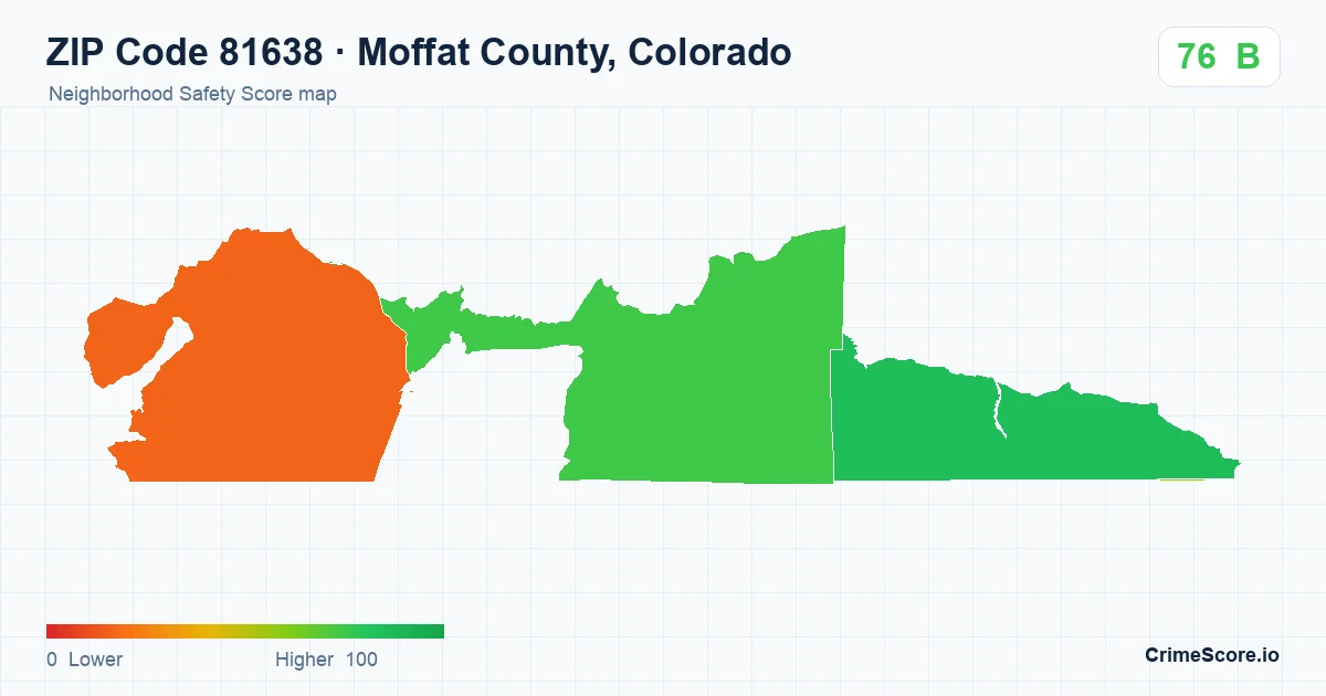ZIP Code 81638 in Moffat County, Colorado neighborhood Safety Score map