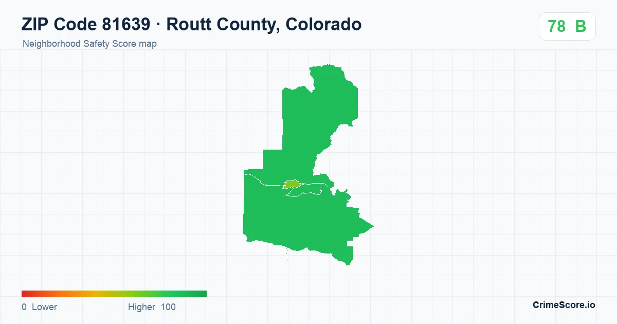 ZIP Code 81639 in Routt County, Colorado neighborhood Safety Score map