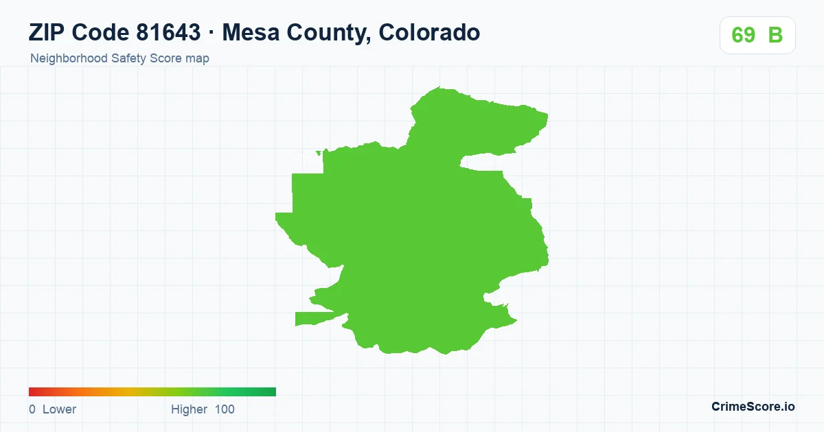 ZIP Code 81643 in Mesa County, Colorado neighborhood Safety Score map