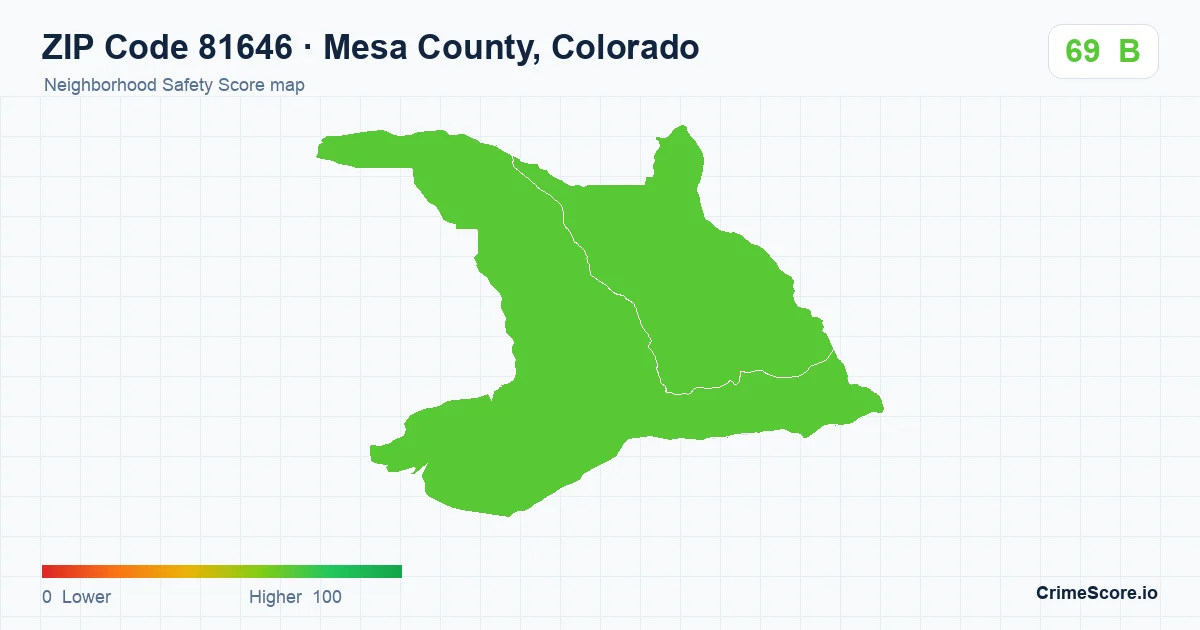 ZIP Code 81646 in Mesa County, Colorado neighborhood Safety Score map