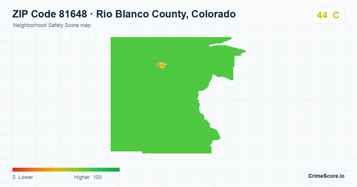 ZIP Code 81648 in Rio Blanco County, Colorado neighborhood Safety Score map