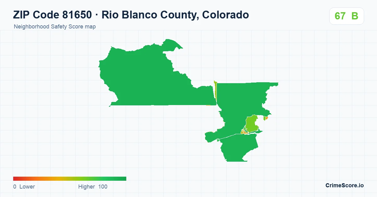 ZIP Code 81650 in Rio Blanco County, Colorado neighborhood Safety Score map
