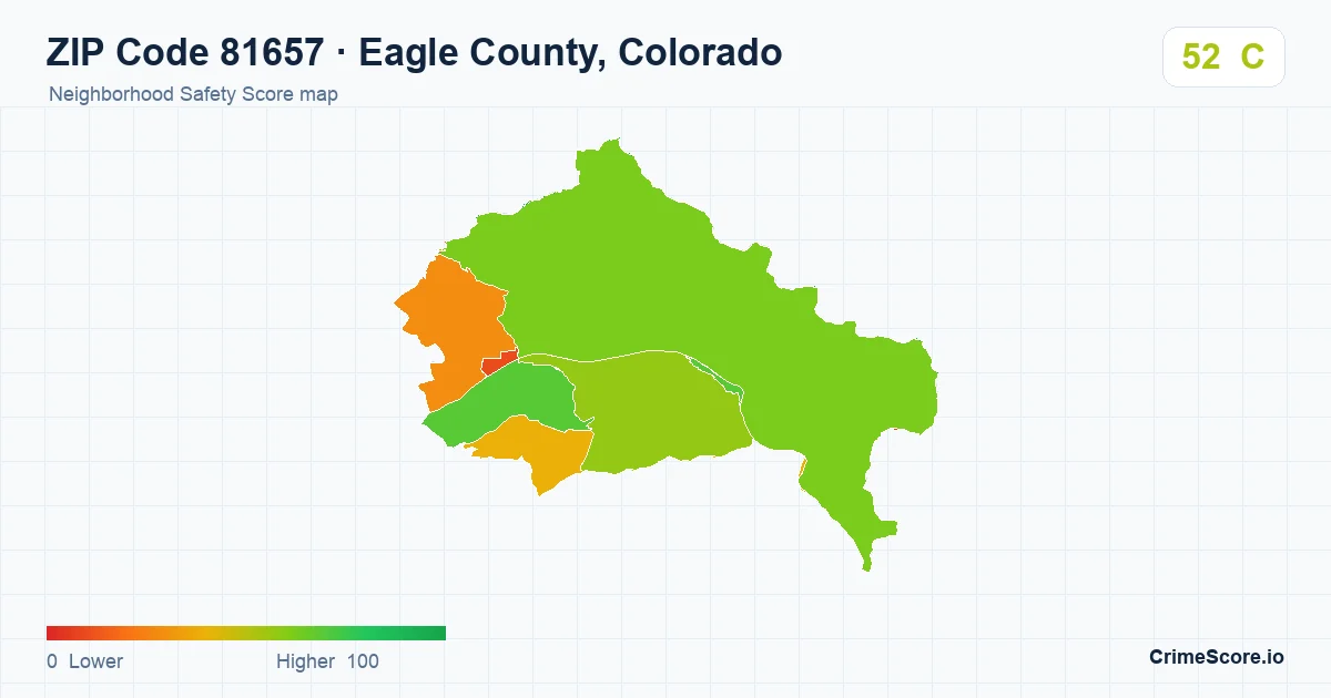 ZIP Code 81657 in Eagle County, Colorado neighborhood Safety Score map