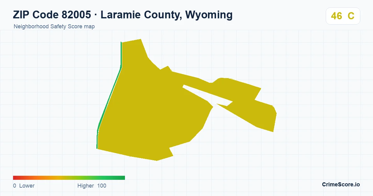 ZIP Code 82005 in Laramie County, Wyoming neighborhood Safety Score map