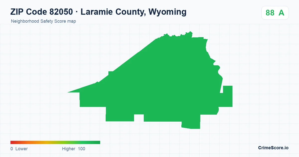 ZIP Code 82050 in Laramie County, Wyoming neighborhood Safety Score map