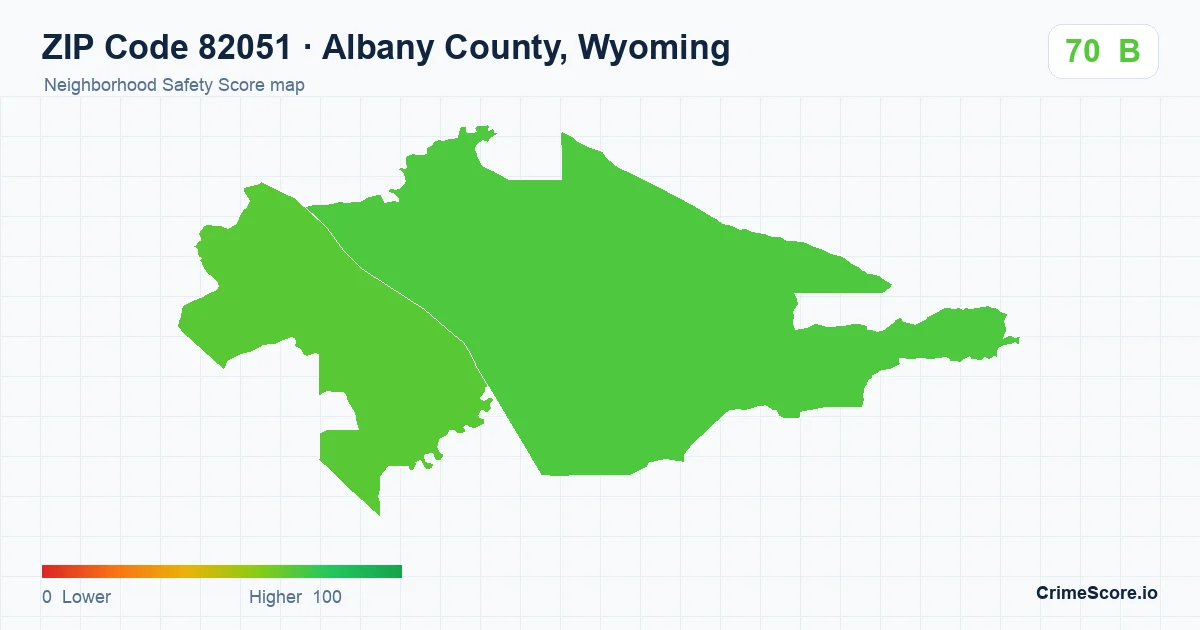 ZIP Code 82051 in Albany County, Wyoming neighborhood Safety Score map