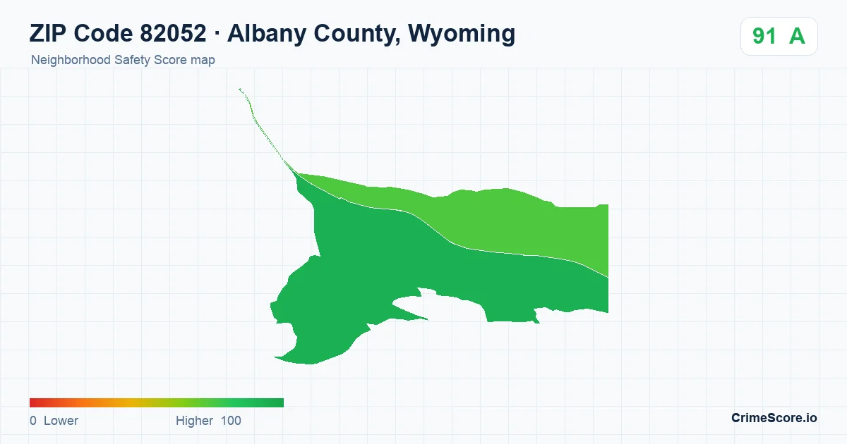 ZIP Code 82052 in Albany County, Wyoming neighborhood Safety Score map