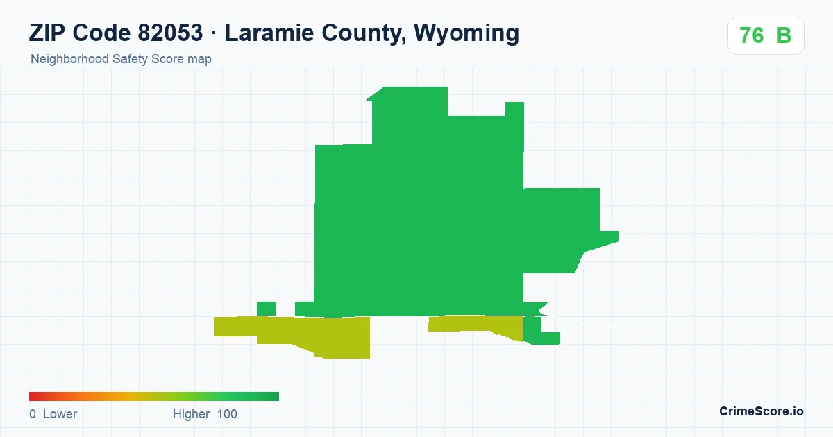 ZIP Code 82053 in Laramie County, Wyoming neighborhood Safety Score map