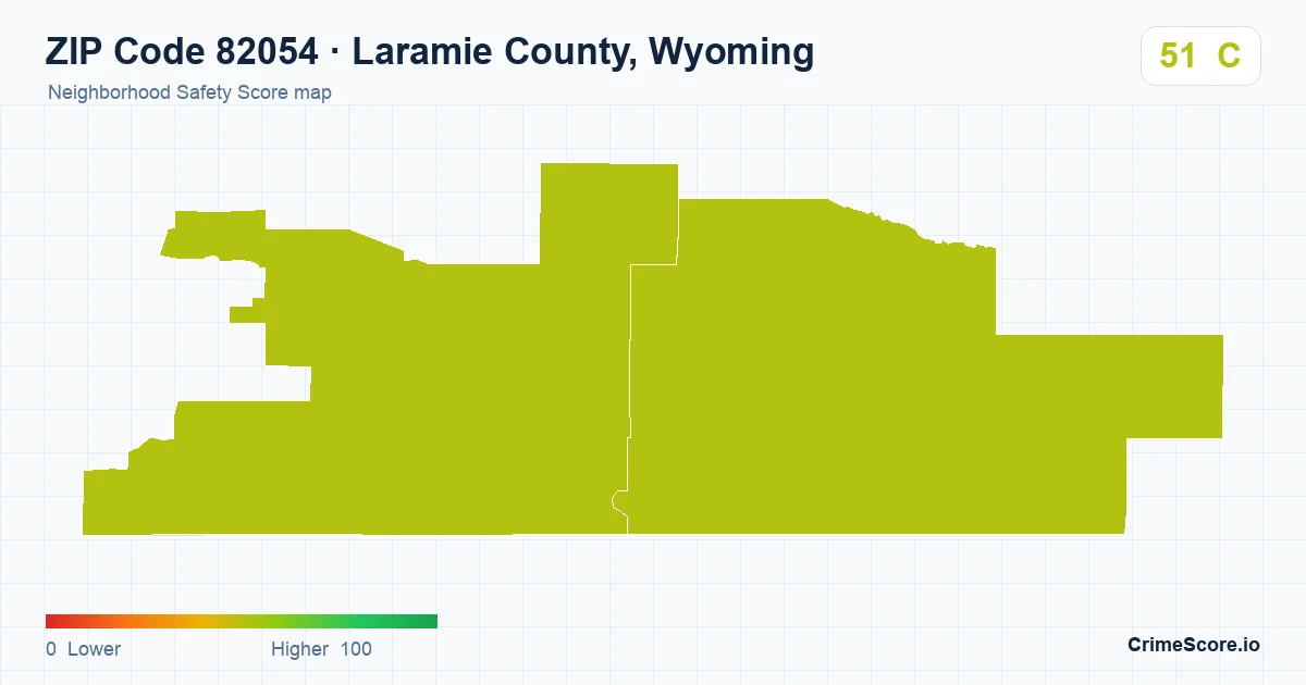 ZIP Code 82054 in Laramie County, Wyoming neighborhood Safety Score map