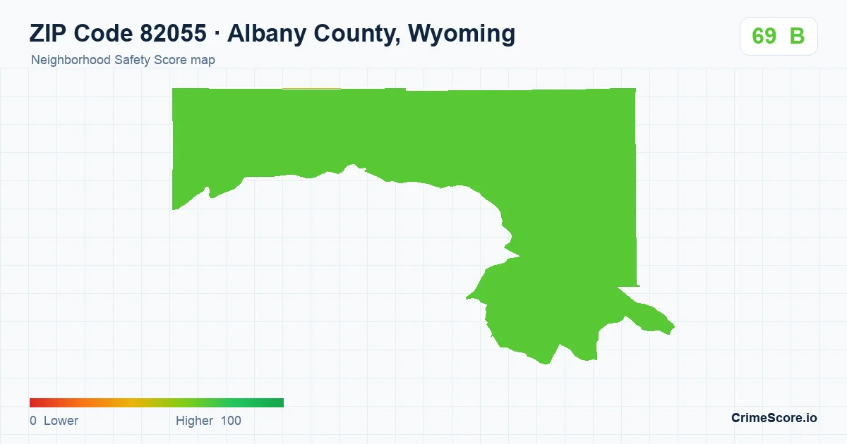 ZIP Code 82055 in Albany County, Wyoming neighborhood Safety Score map