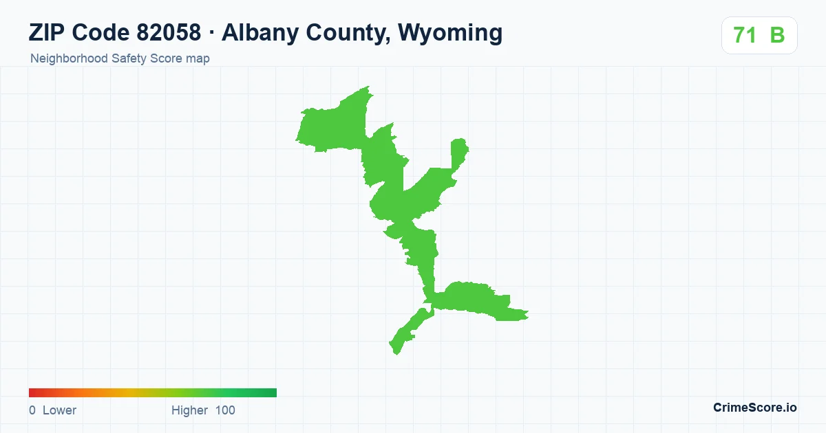 ZIP Code 82058 in Albany County, Wyoming neighborhood Safety Score map