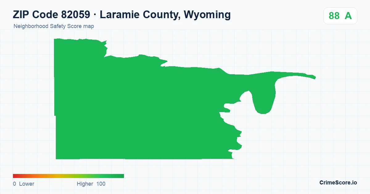 ZIP Code 82059 in Laramie County, Wyoming neighborhood Safety Score map