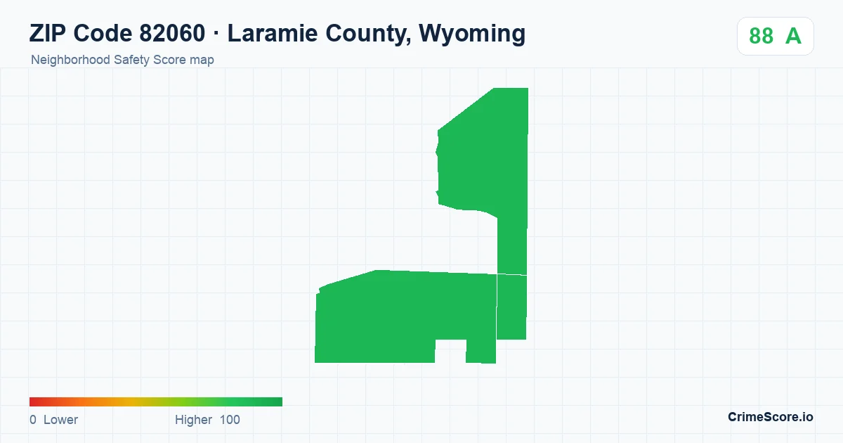 ZIP Code 82060 in Laramie County, Wyoming neighborhood Safety Score map