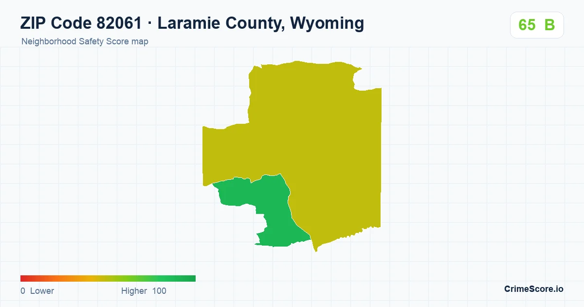 ZIP Code 82061 in Laramie County, Wyoming neighborhood Safety Score map