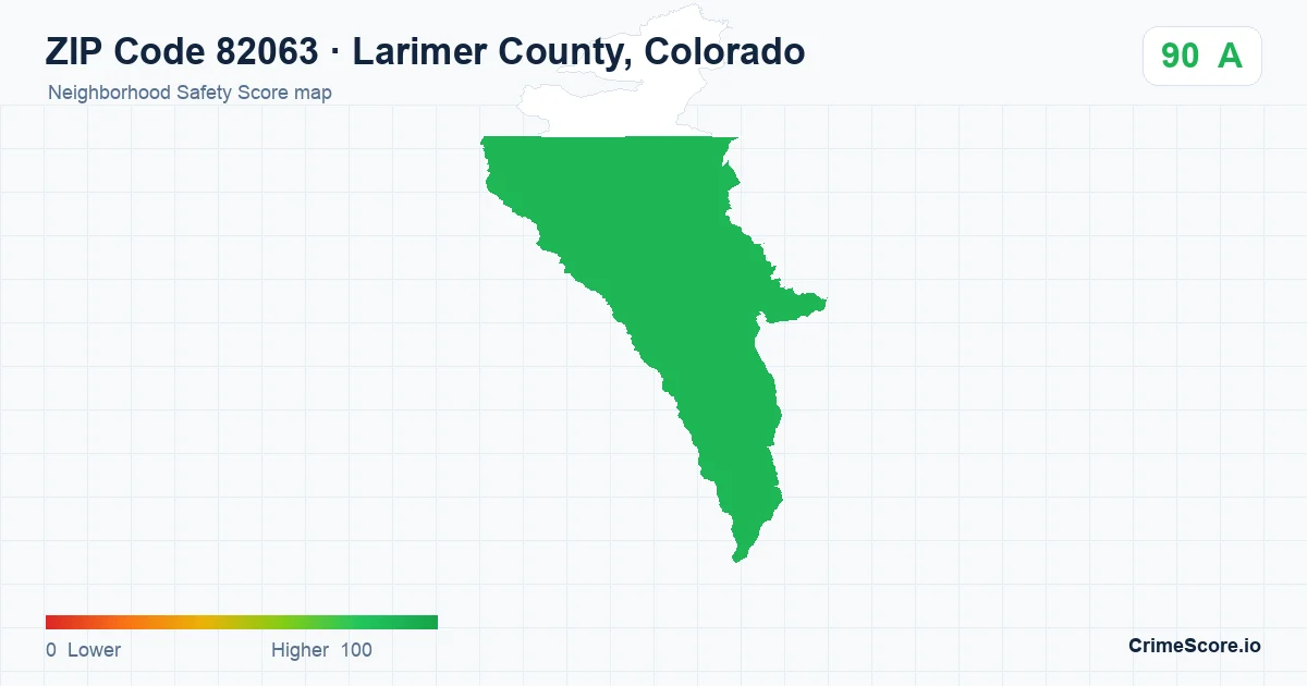 ZIP Code 82063 in Larimer County, Colorado neighborhood Safety Score map