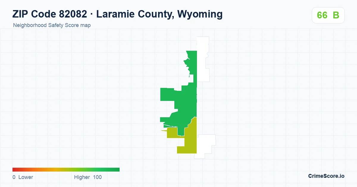 ZIP Code 82082 in Laramie County, Wyoming neighborhood Safety Score map