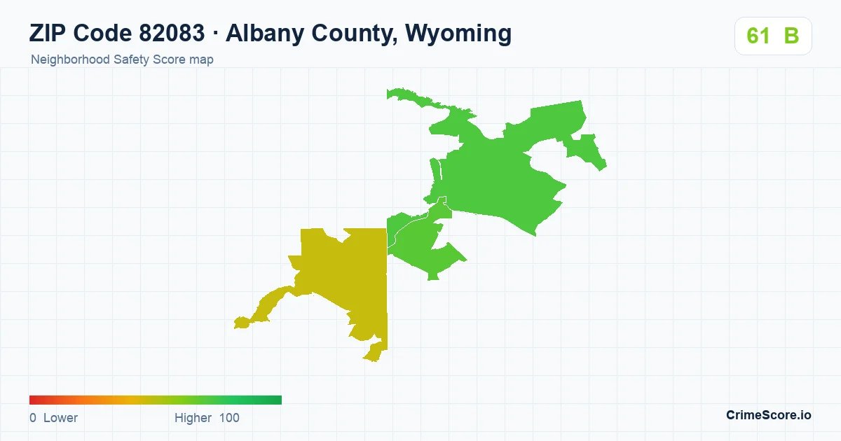 ZIP Code 82083 in Albany County, Wyoming neighborhood Safety Score map
