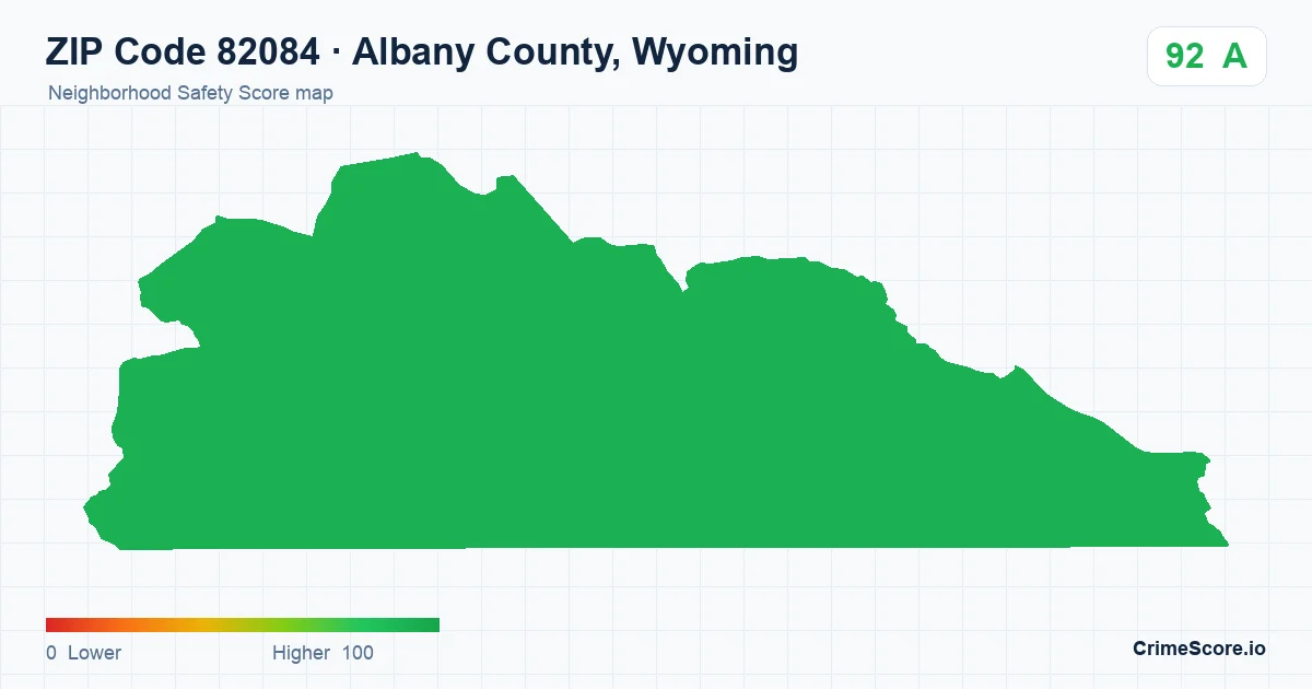 ZIP Code 82084 in Albany County, Wyoming neighborhood Safety Score map