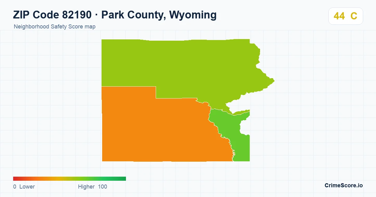 ZIP Code 82190 in Park County, Wyoming neighborhood Safety Score map