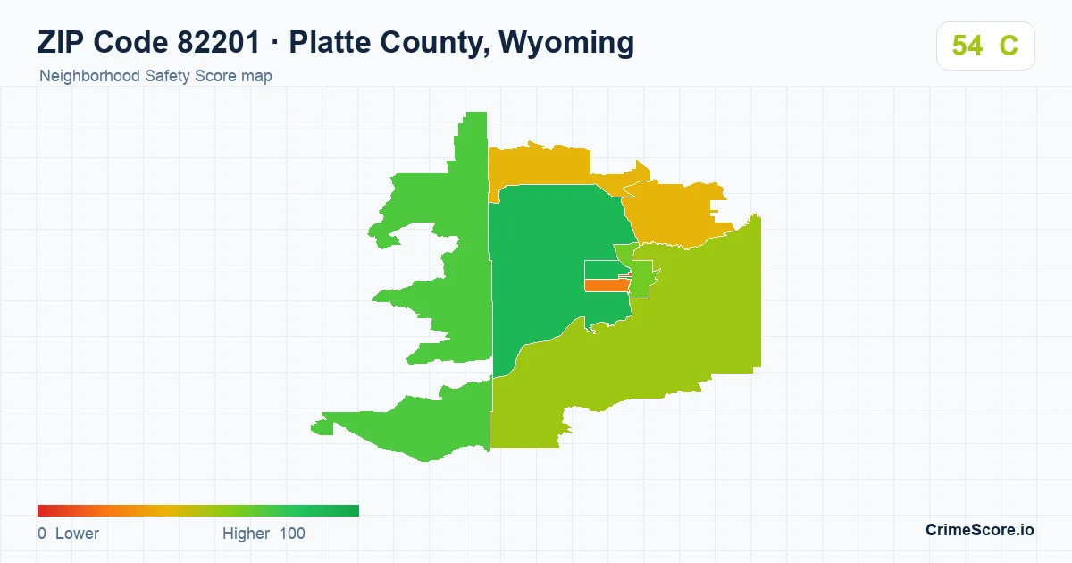 ZIP Code 82201 in Platte County, Wyoming neighborhood Safety Score map