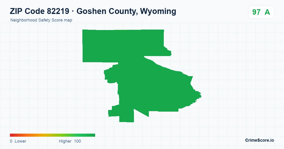 ZIP Code 82219 in Goshen County, Wyoming neighborhood Safety Score map