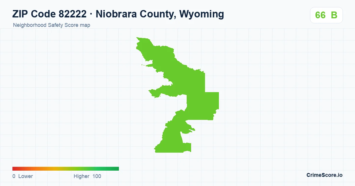 ZIP Code 82222 in Niobrara County, Wyoming neighborhood Safety Score map