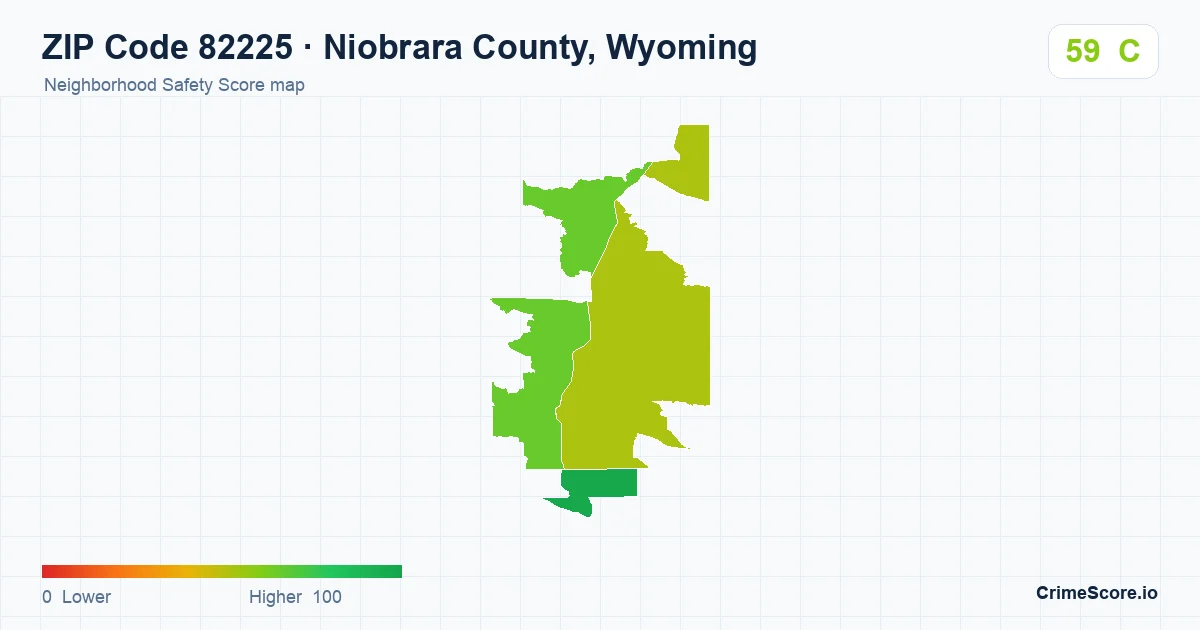 ZIP Code 82225 in Niobrara County, Wyoming neighborhood Safety Score map
