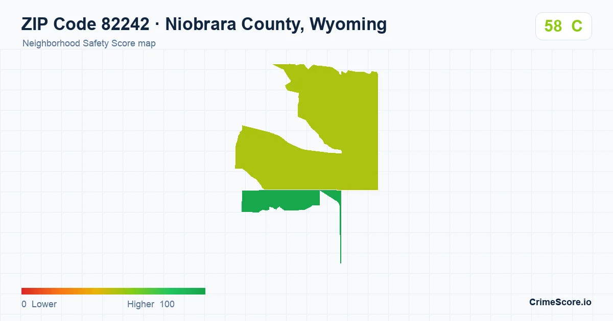 ZIP Code 82242 in Niobrara County, Wyoming neighborhood Safety Score map