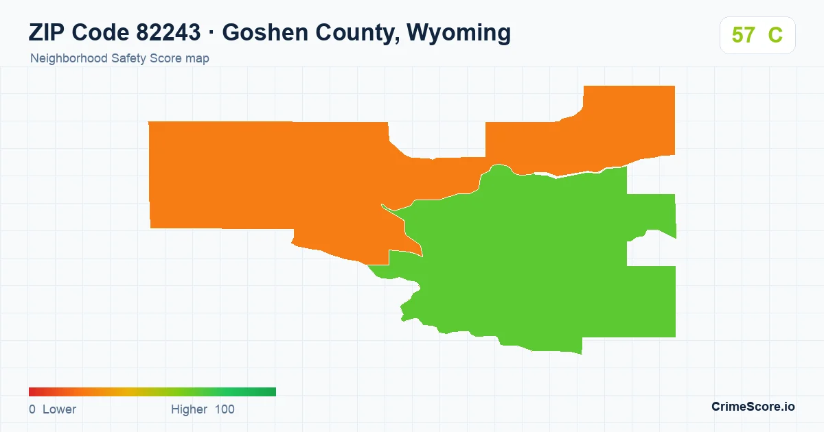 ZIP Code 82243 in Goshen County, Wyoming neighborhood Safety Score map