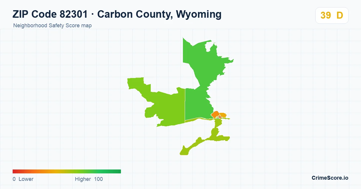 ZIP Code 82301 in Carbon County, Wyoming neighborhood Safety Score map