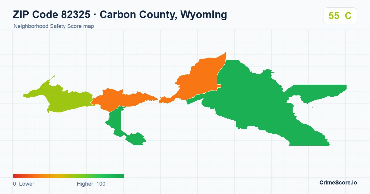 ZIP Code 82325 in Carbon County, Wyoming neighborhood Safety Score map