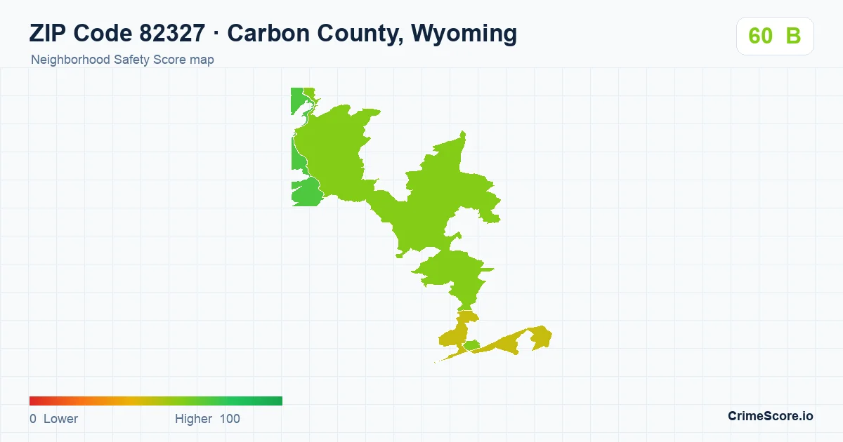 ZIP Code 82327 in Carbon County, Wyoming neighborhood Safety Score map
