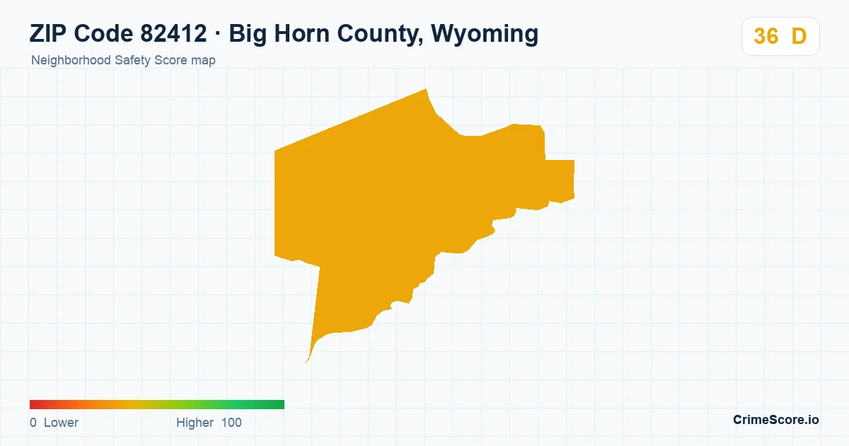 ZIP Code 82412 in Big Horn County, Wyoming neighborhood Safety Score map