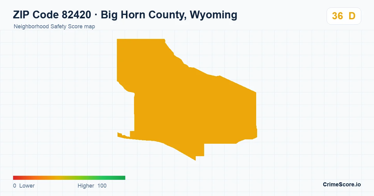 ZIP Code 82420 in Big Horn County, Wyoming neighborhood Safety Score map
