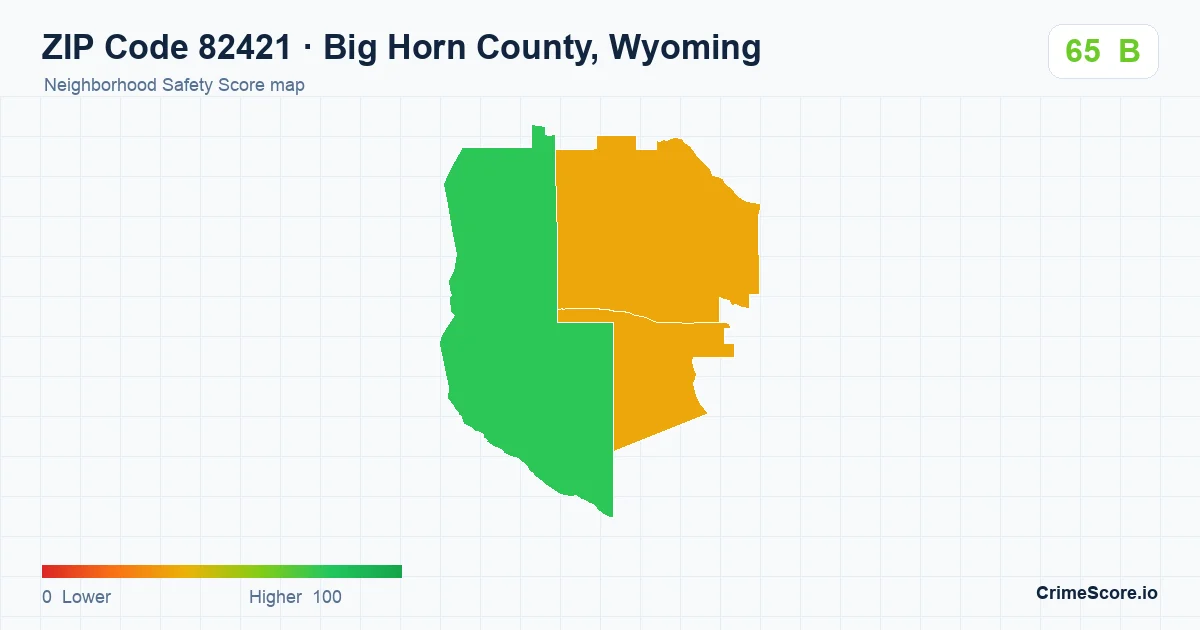 ZIP Code 82421 in Big Horn County, Wyoming neighborhood Safety Score map