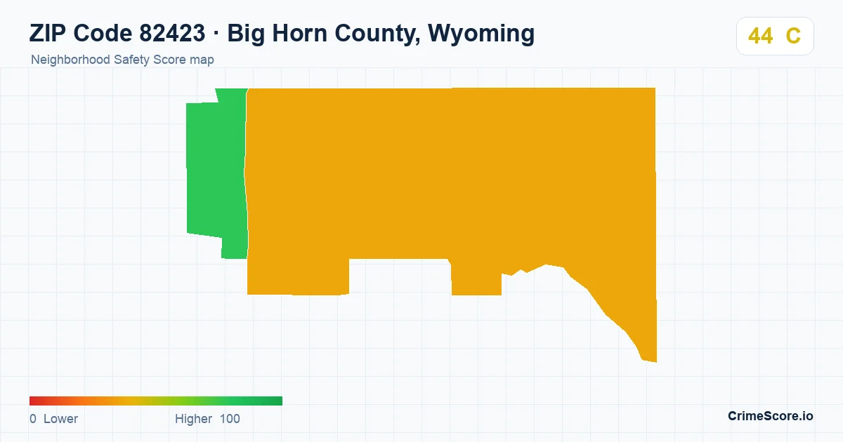 ZIP Code 82423 in Big Horn County, Wyoming neighborhood Safety Score map