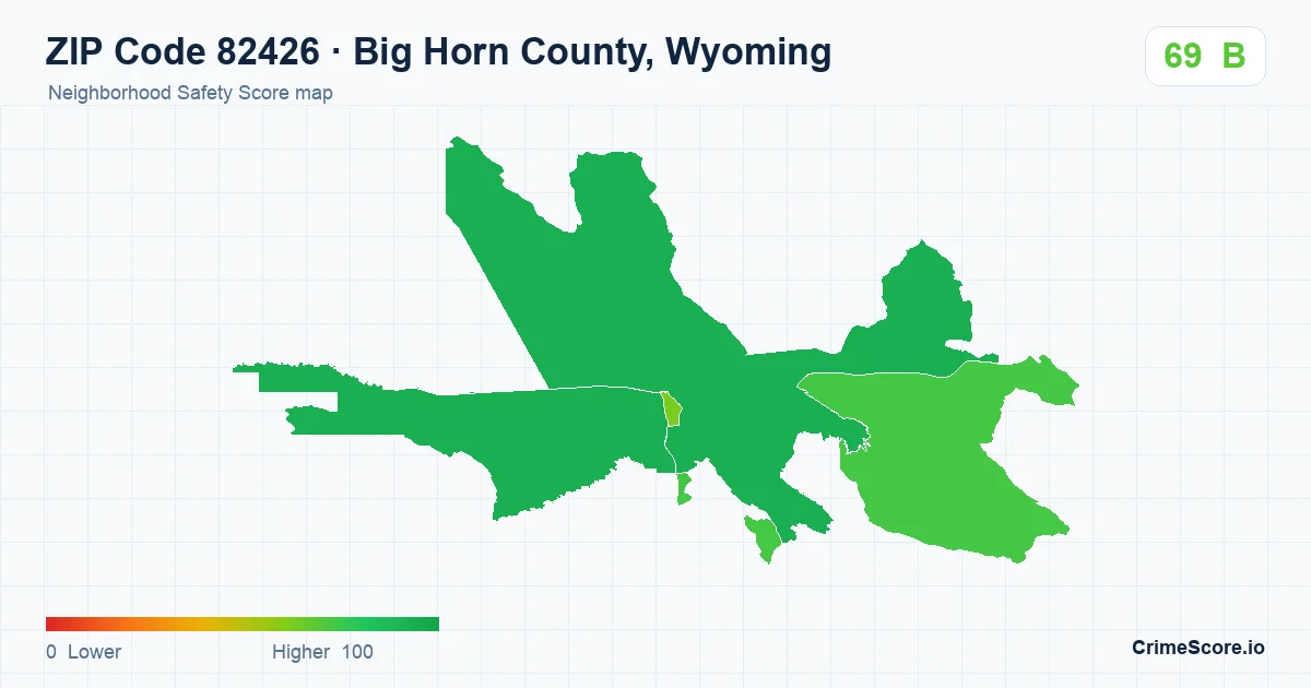 ZIP Code 82426 in Big Horn County, Wyoming neighborhood Safety Score map