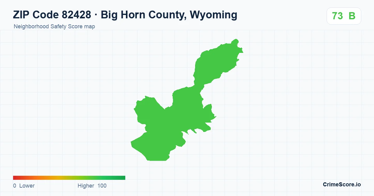 ZIP Code 82428 in Big Horn County, Wyoming neighborhood Safety Score map