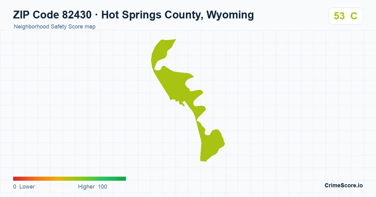 ZIP Code 82430 in Hot Springs County, Wyoming neighborhood Safety Score map