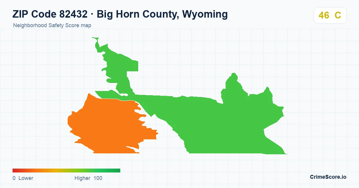 ZIP Code 82432 in Big Horn County, Wyoming neighborhood Safety Score map