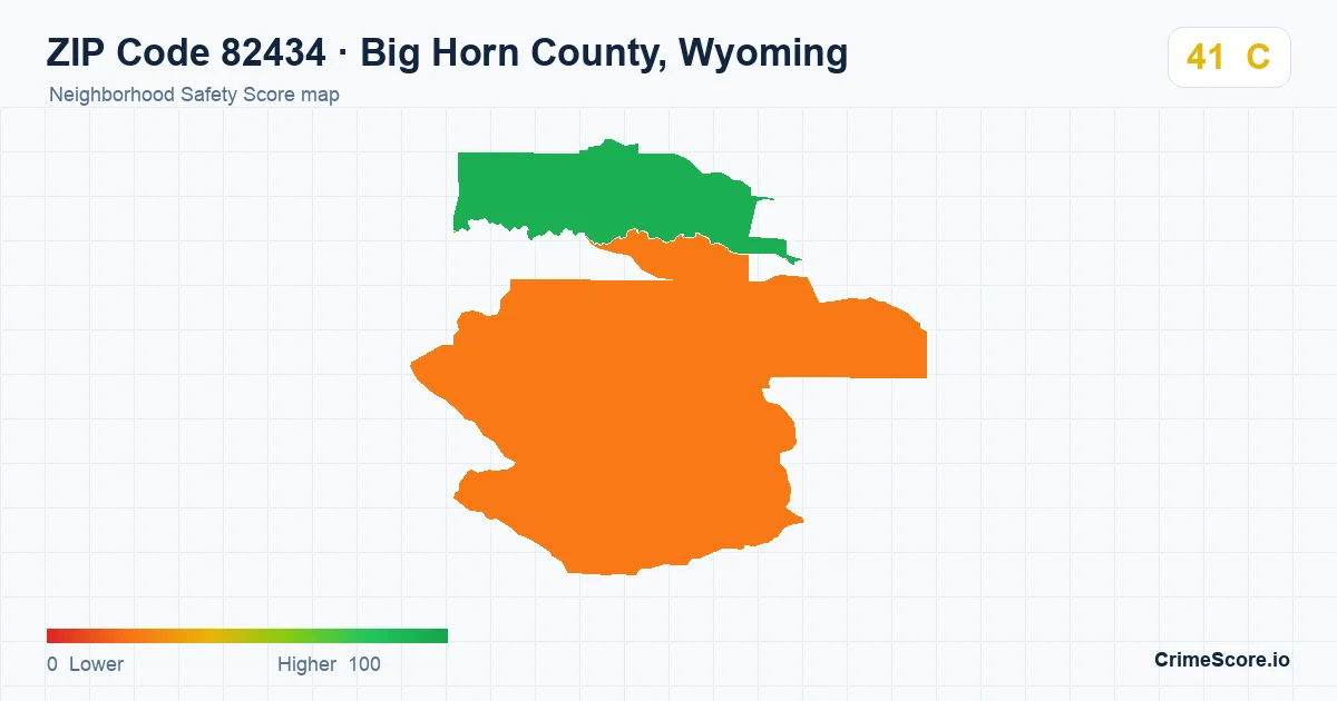 ZIP Code 82434 in Big Horn County, Wyoming neighborhood Safety Score map