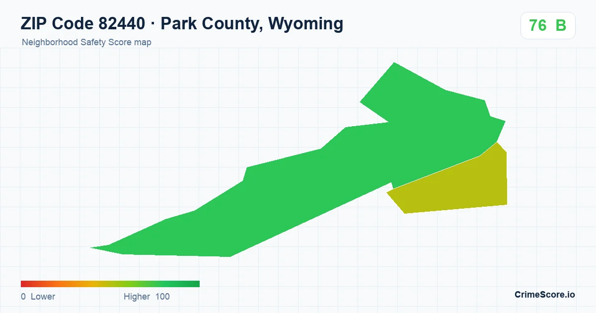 ZIP Code 82440 in Park County, Wyoming neighborhood Safety Score map