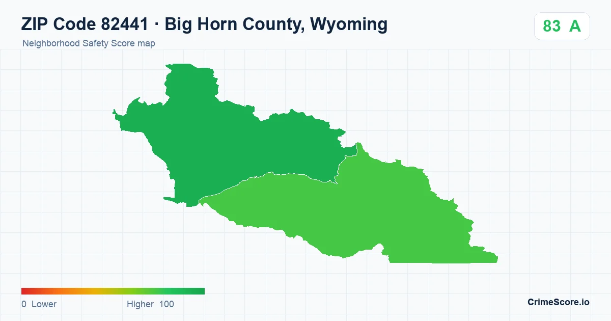 ZIP Code 82441 in Big Horn County, Wyoming neighborhood Safety Score map