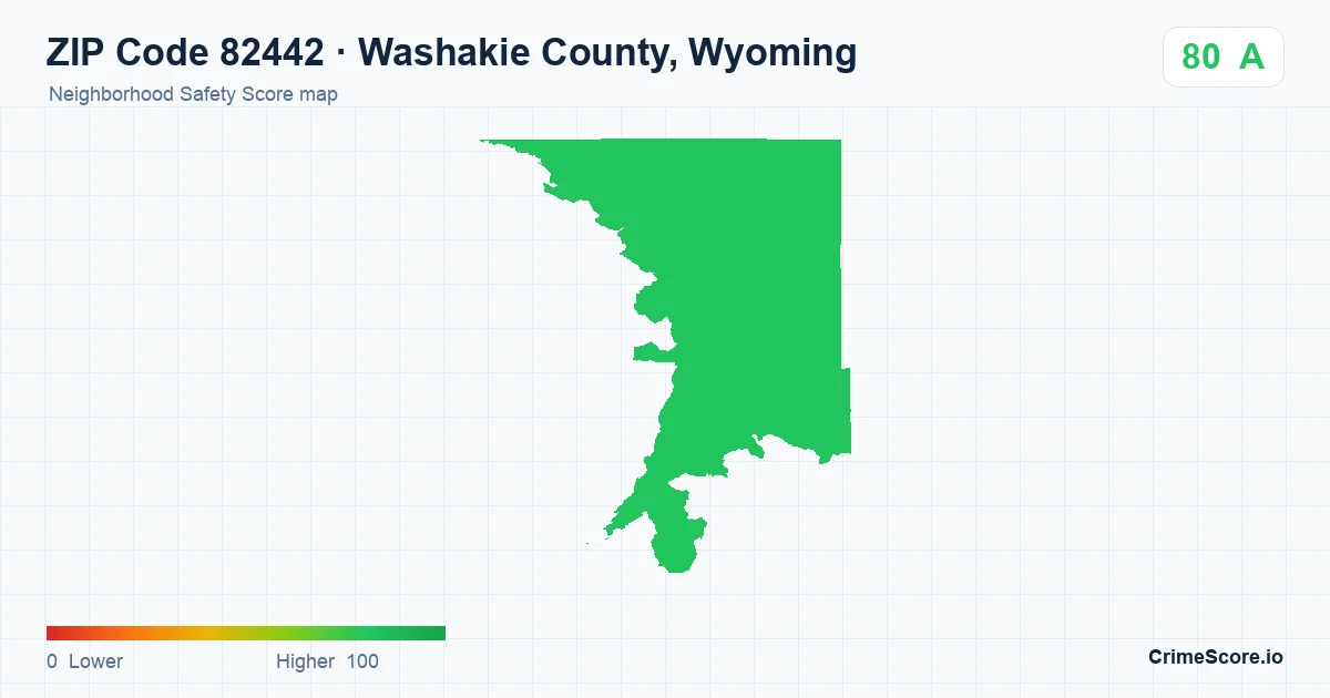 ZIP Code 82442 in Washakie County, Wyoming neighborhood Safety Score map